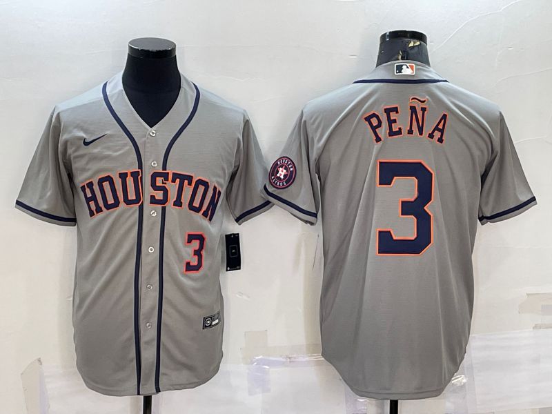 Men Houston Astros 3 Pena Grey Game Nike 2022 MLB Jersey